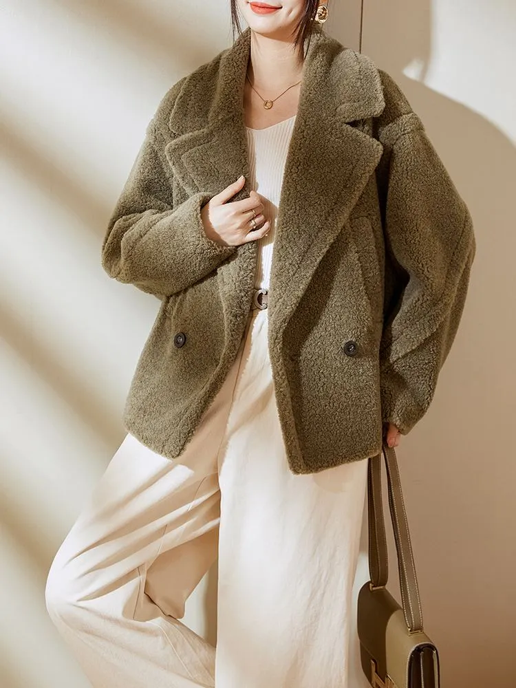 100% Shearling Wool Fleece Coat