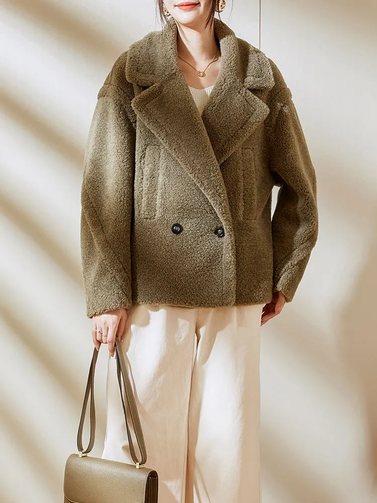 100% Shearling Wool Fleece Coat