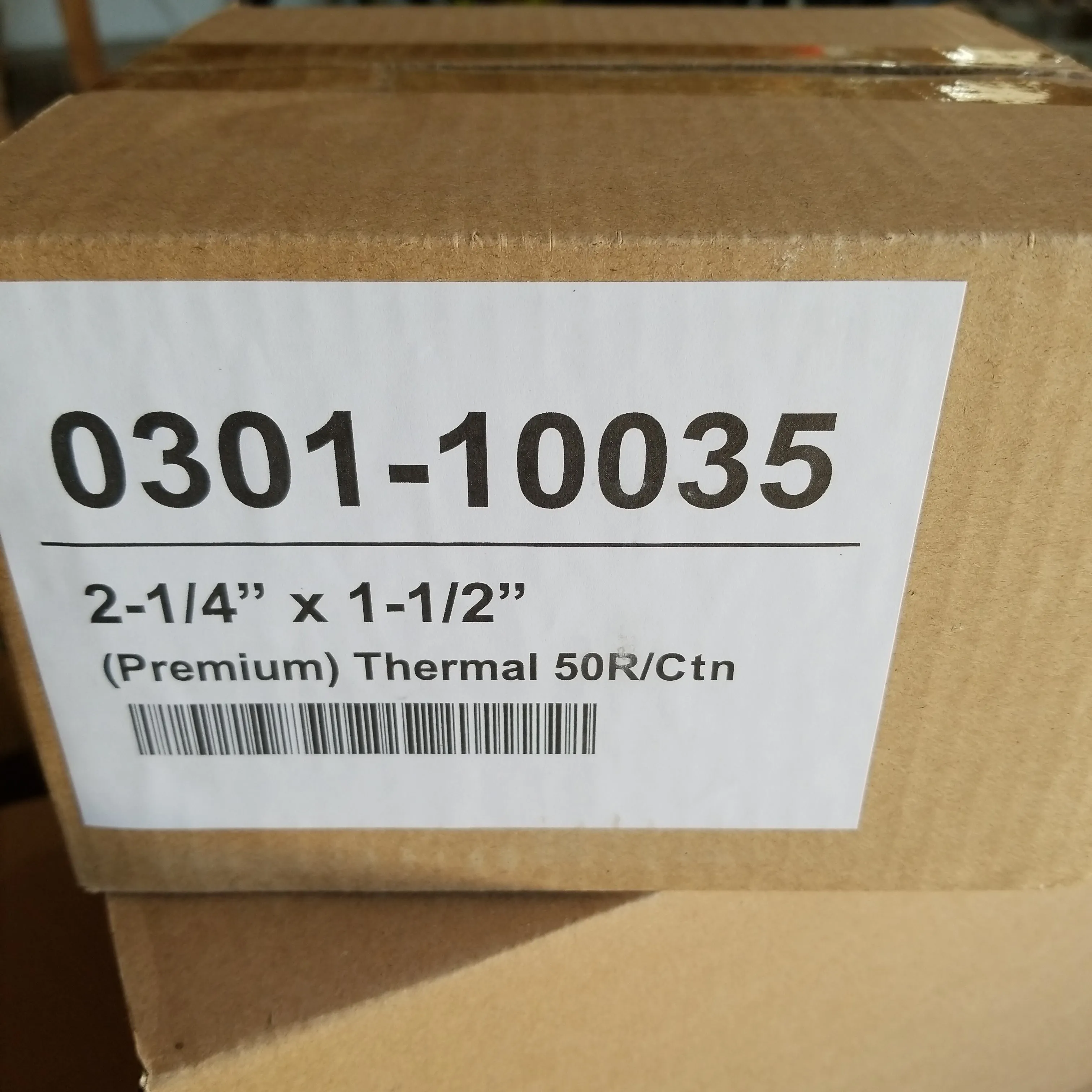 2 1/4in by 60ft Premium Thermal Rolls, 100 rolls per case