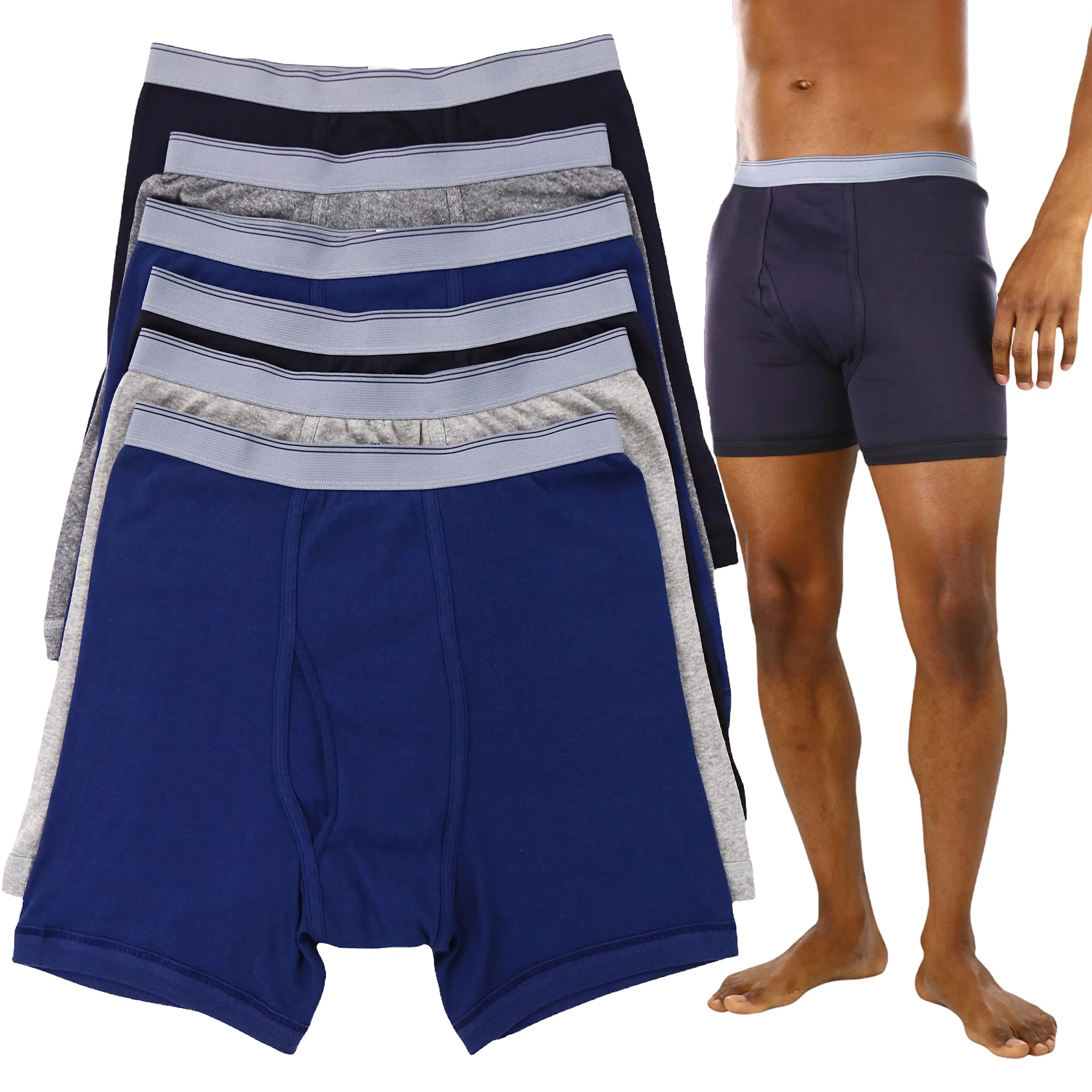 6-Pack: ToBeInStyle Men's Thick Waistband 3 Colored Boxer Briefs