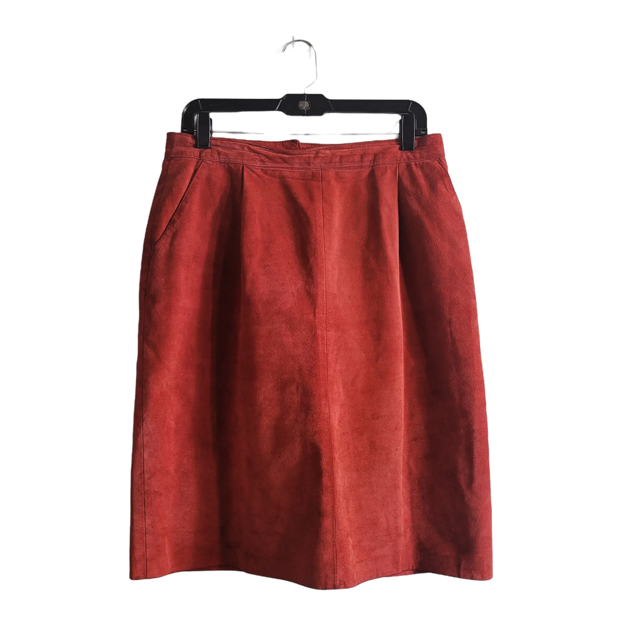 80s Red Suede Pencil Skirt Size L