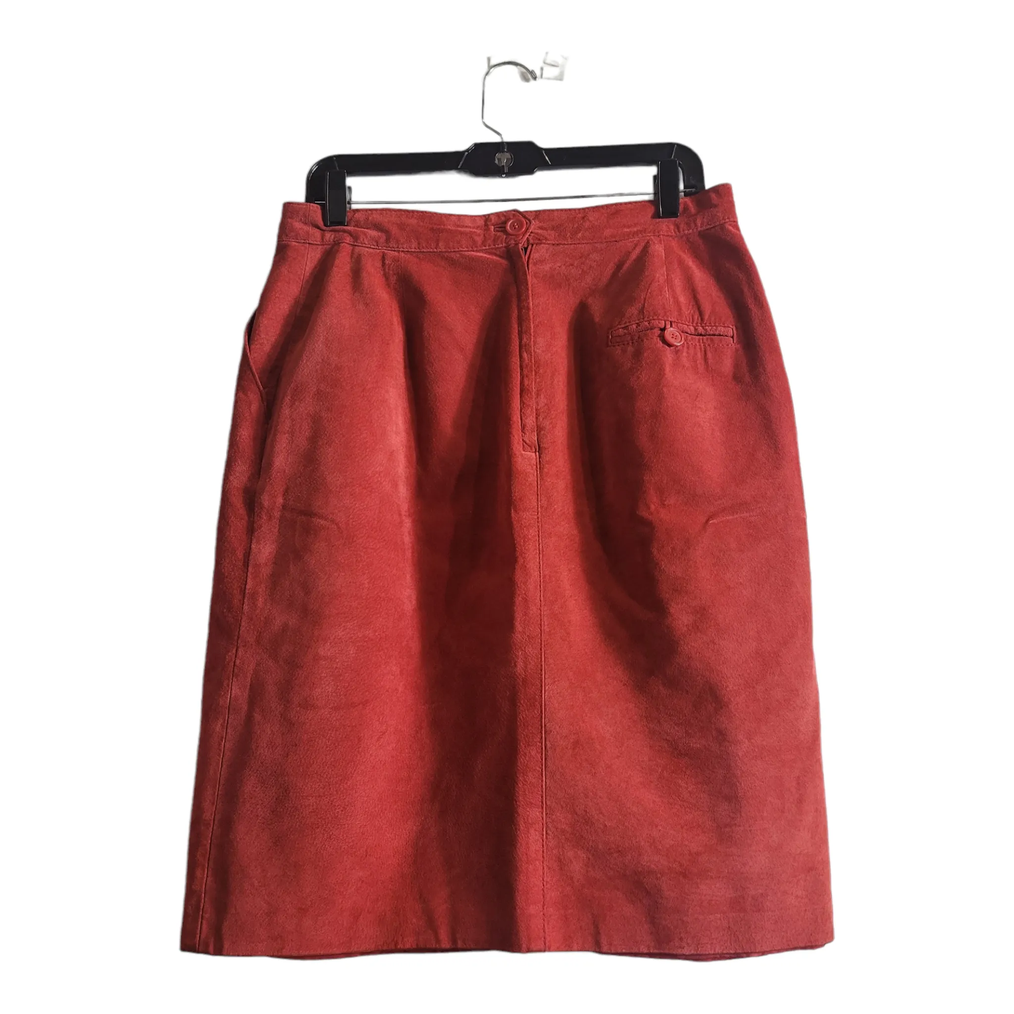 80s Red Suede Pencil Skirt Size L