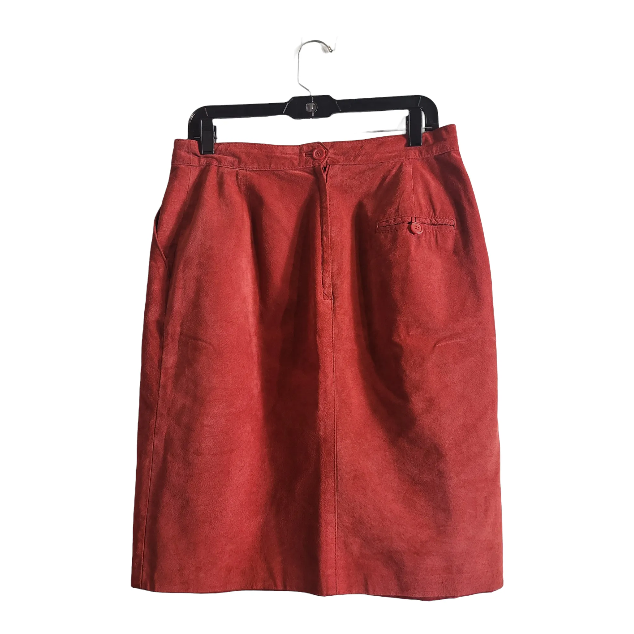 80s Red Suede Pencil Skirt Size L