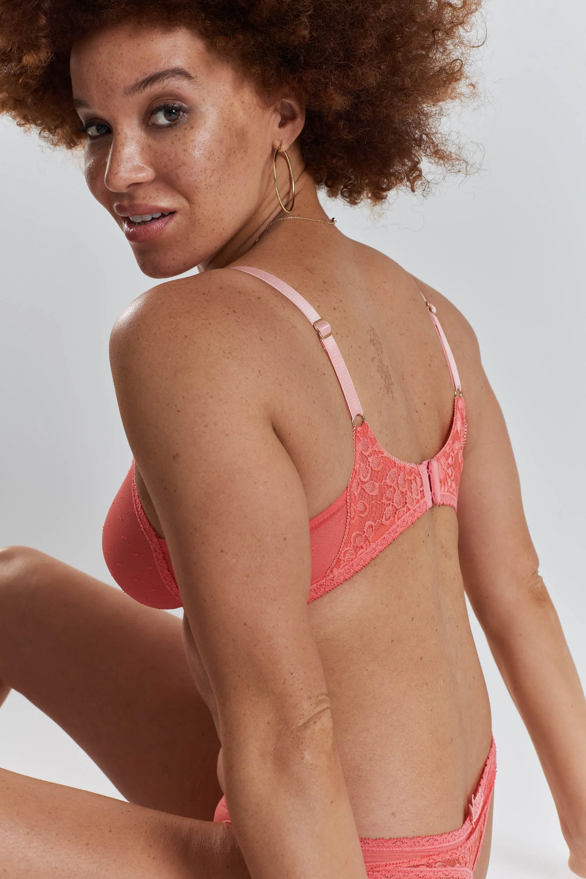 Anthelia recycled-tulle soft bralette - Canyon Peach