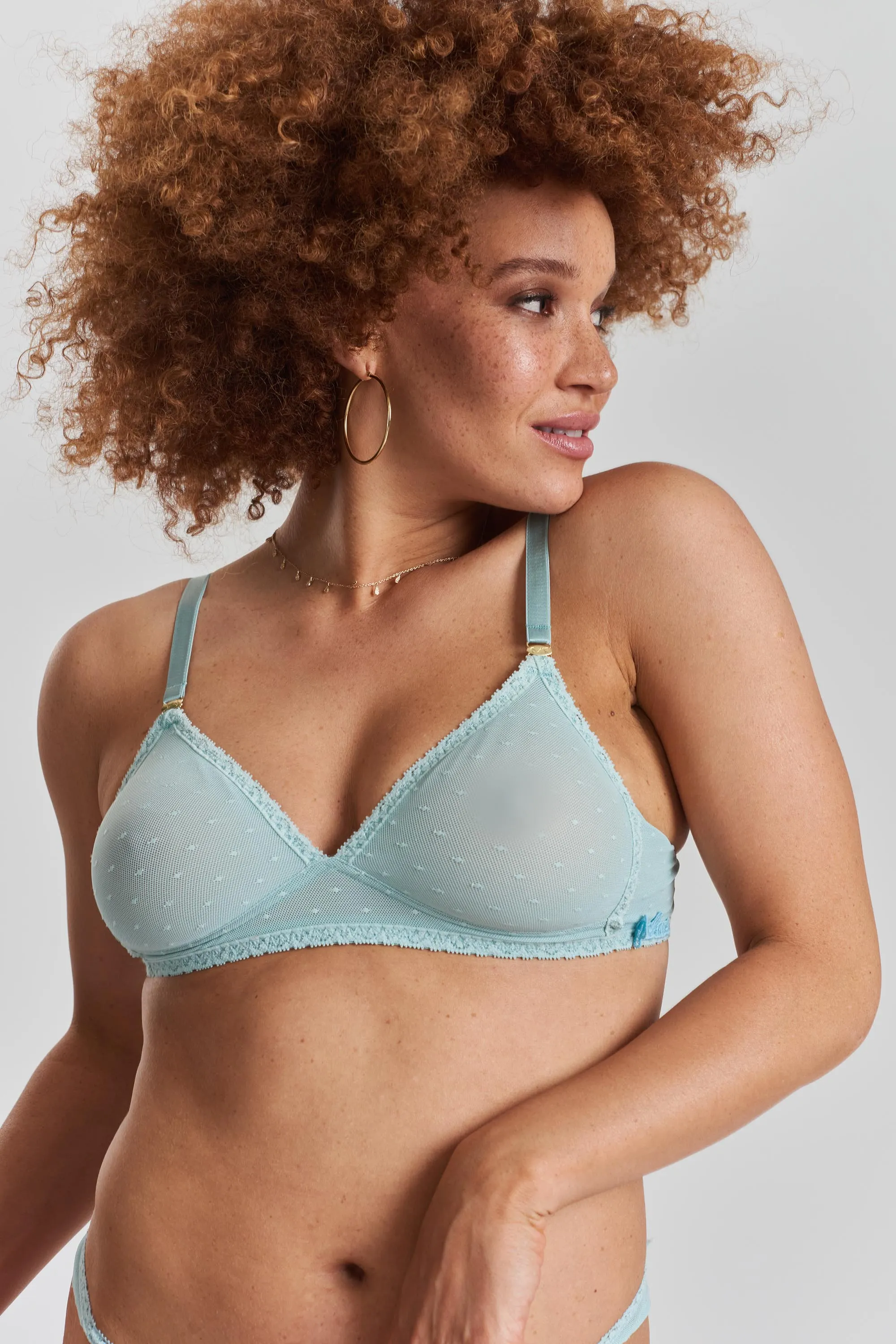 Anthelia recycled-tulle soft bralette - Fjordland Green