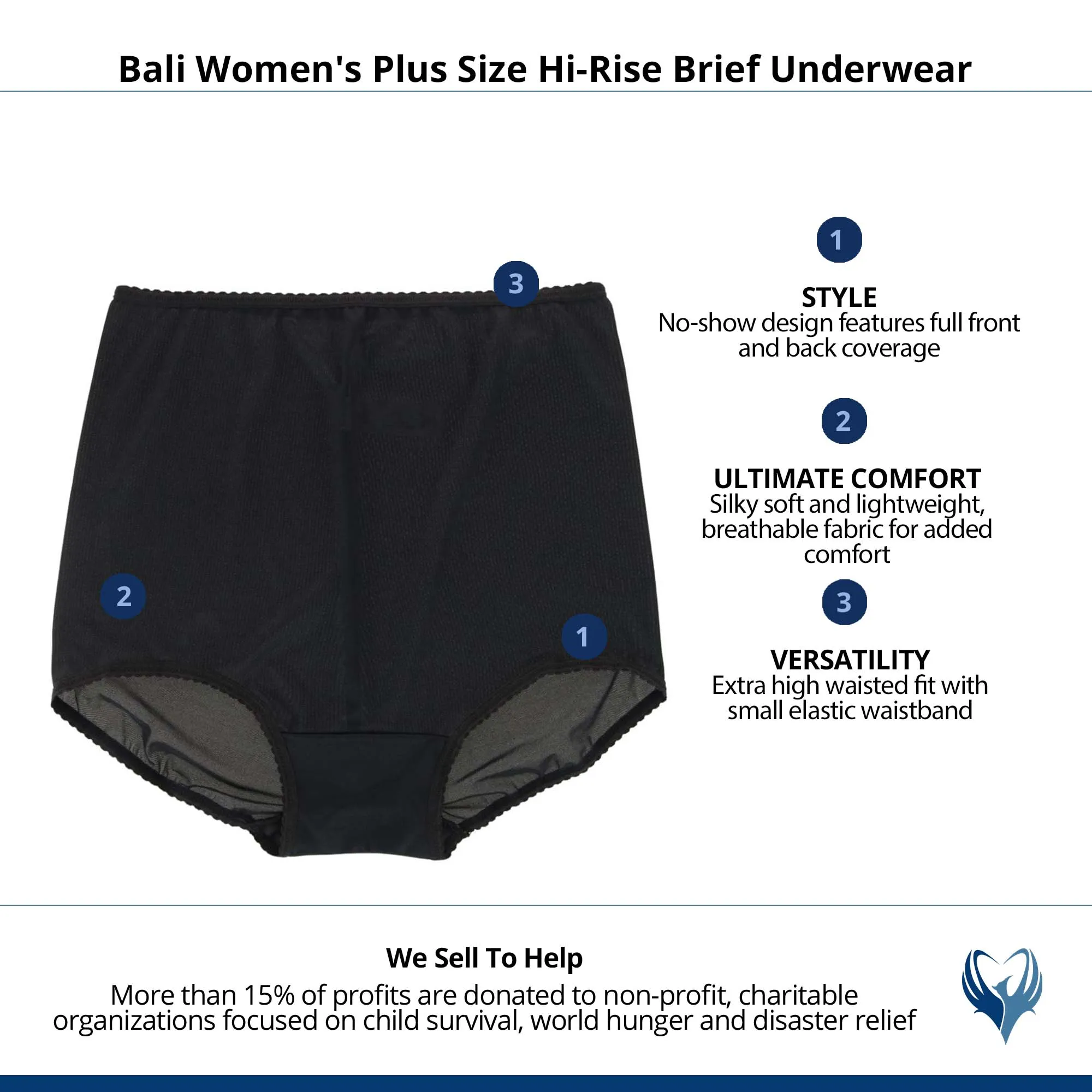Bali Women's Plus Size Hi-Rise Brief Underwear