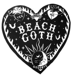 Beach Goth Heart Shaped Beach Towel | Black White Ouija Design