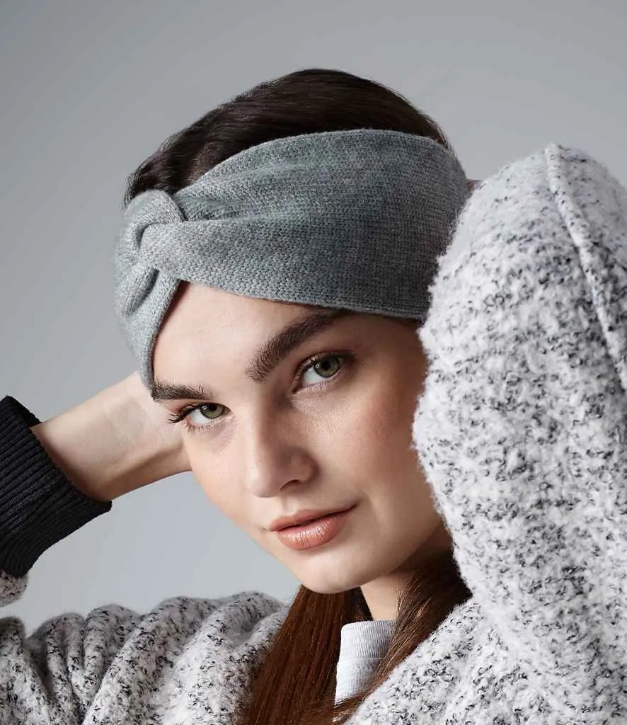 Beechfield Twist Knit Headband | Grey Marl