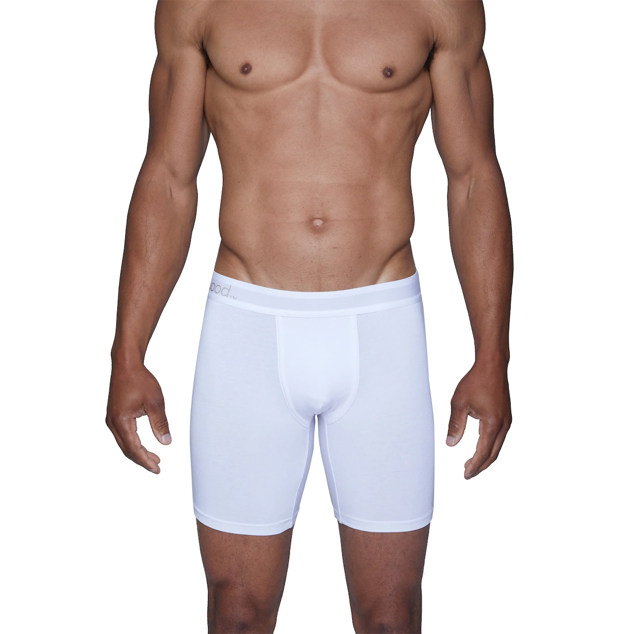 Biker Brief (No Fly) in White by Wood Underwear