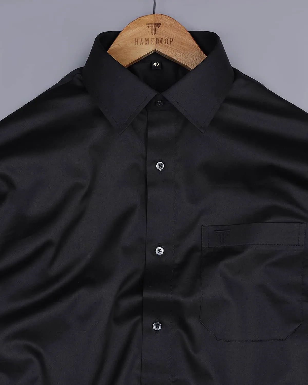 Black Soft Touch Satin Premium Cotton Shirt