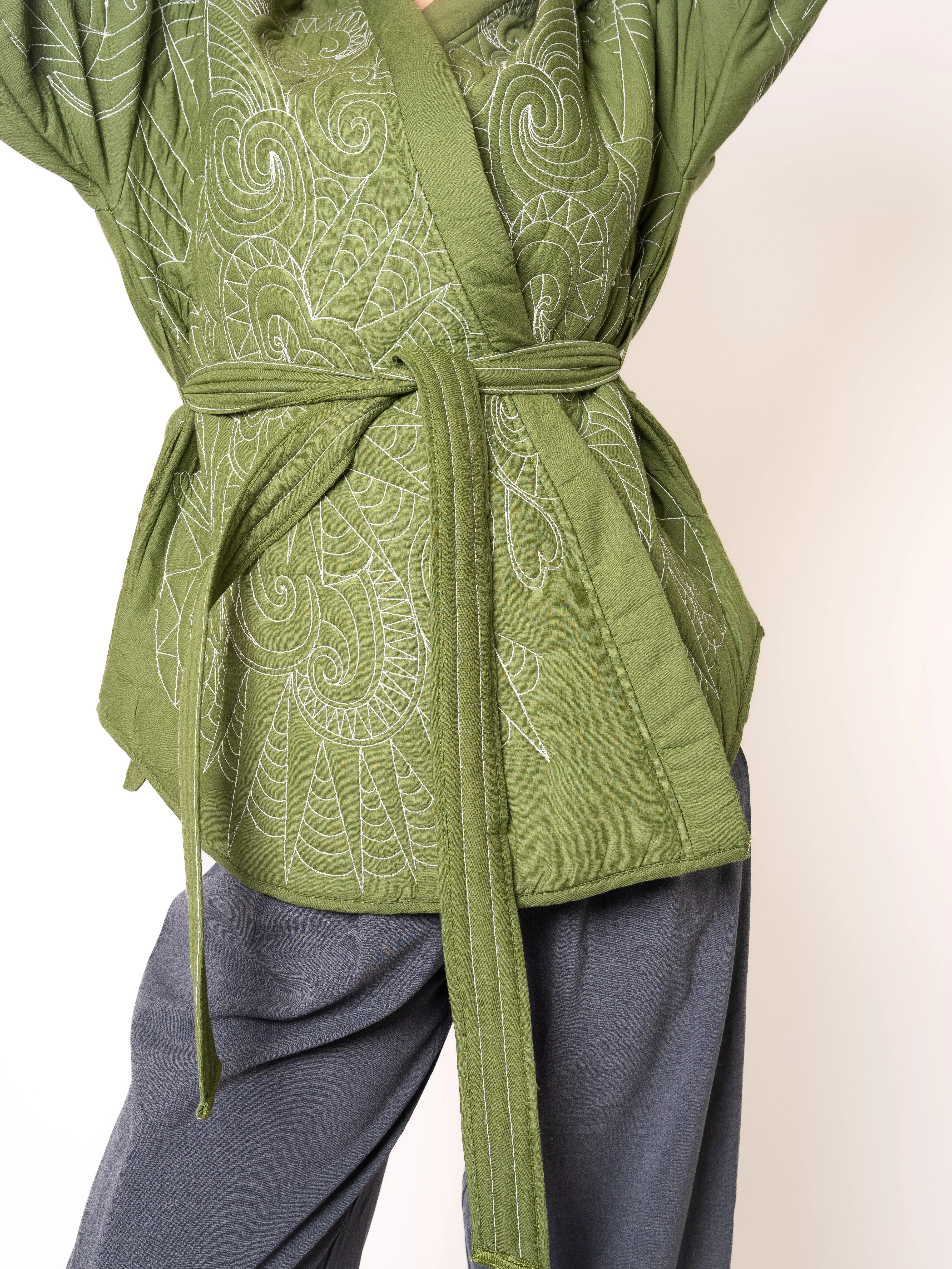 Boho Baumwoll Wickelkimono - Grn