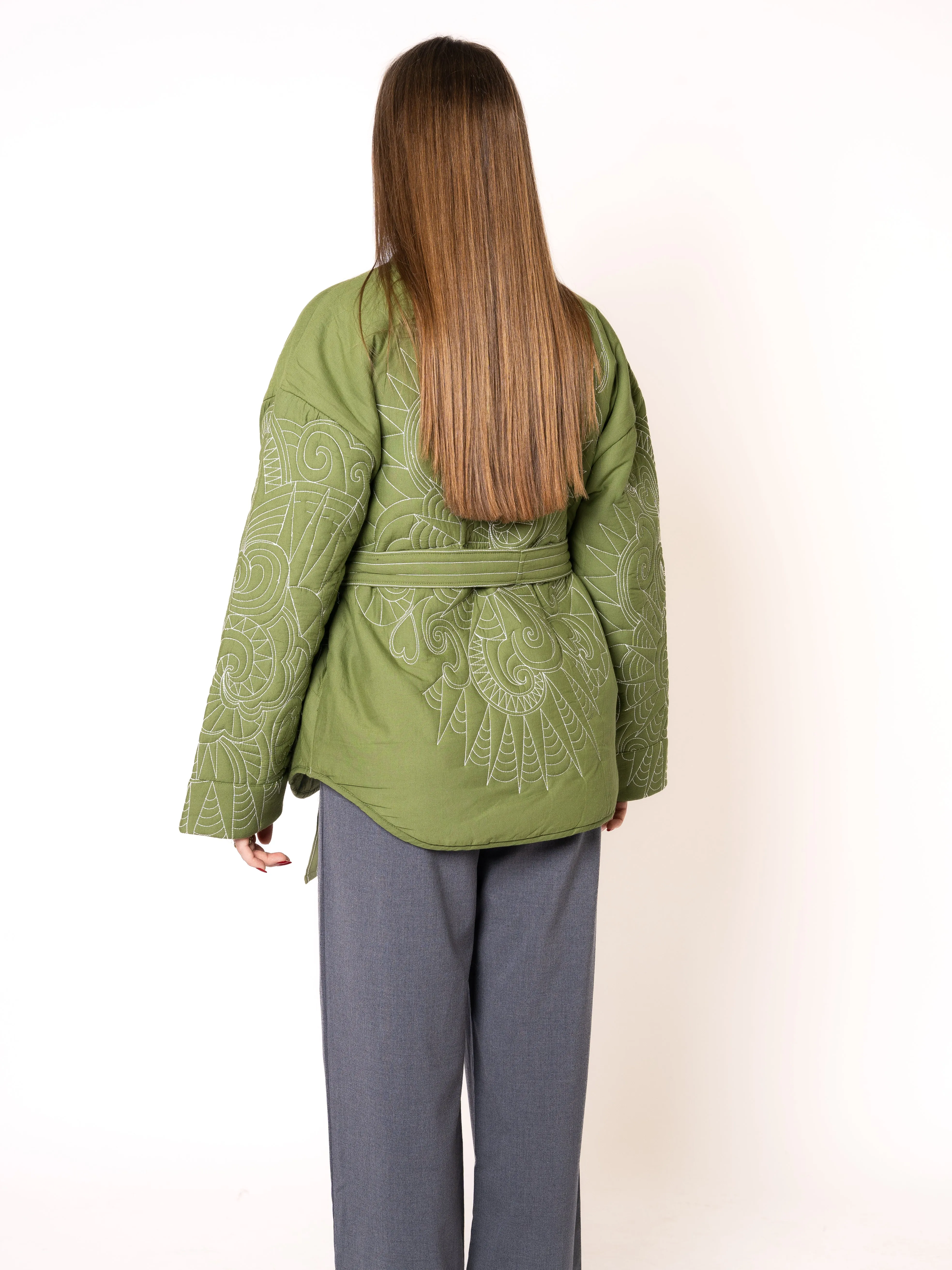Boho Baumwoll Wickelkimono - Grn