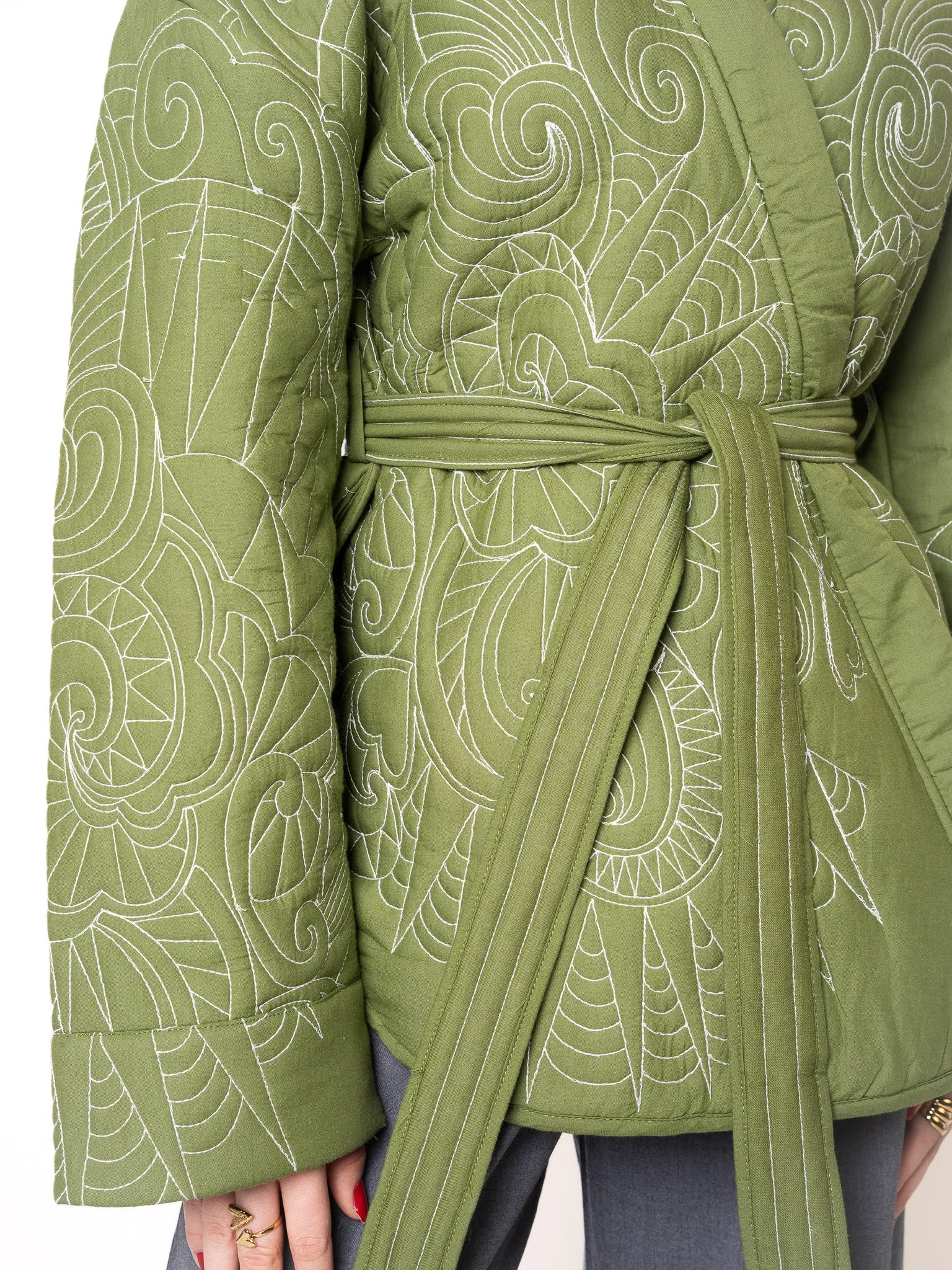 Boho Baumwoll Wickelkimono - Grn