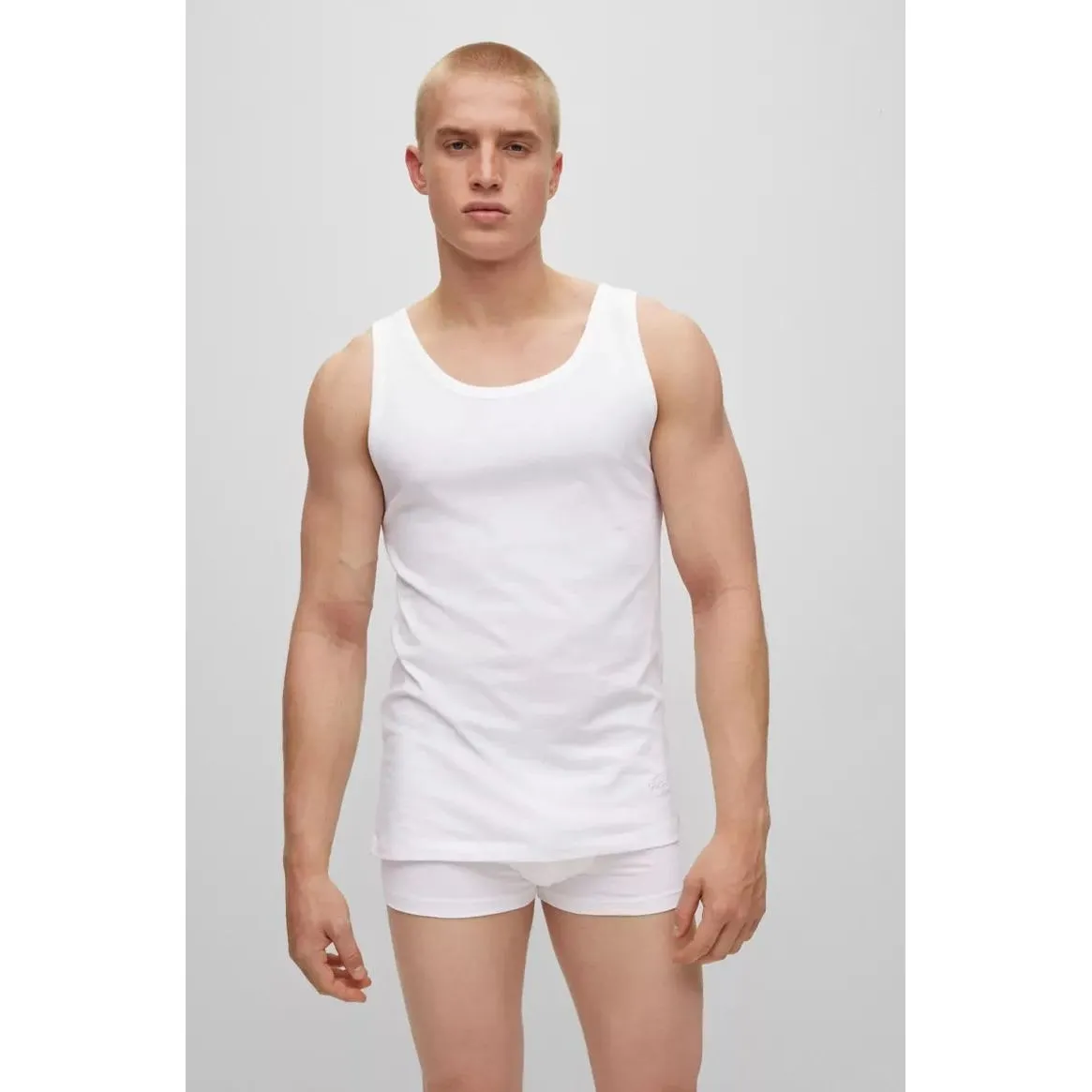 BOSS THREE-PACK OF COTTON UNDERWEAR VESTS WITH EMBROIDERED LOGOS