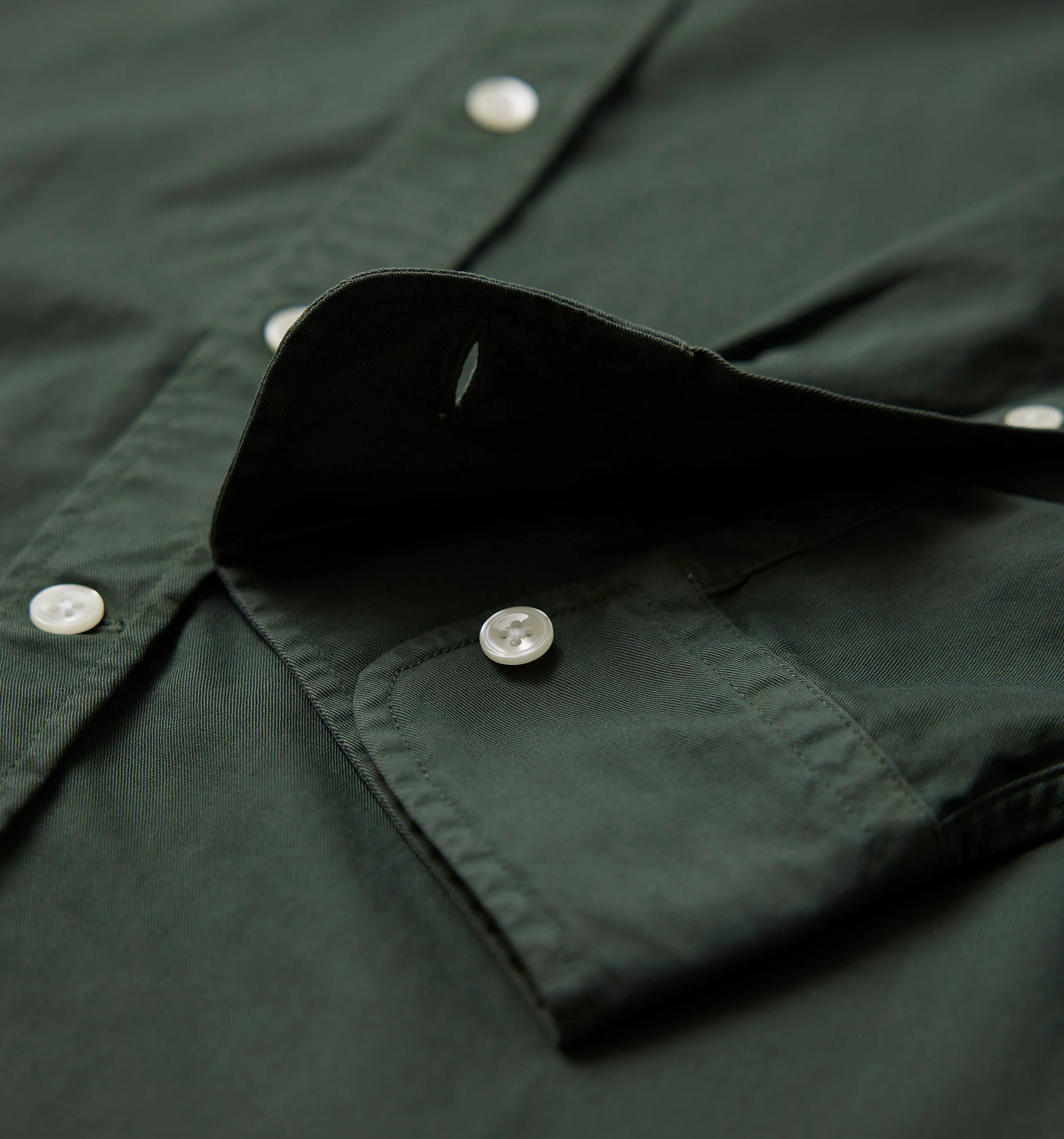 Button Down Garment Dyed Shirt Green