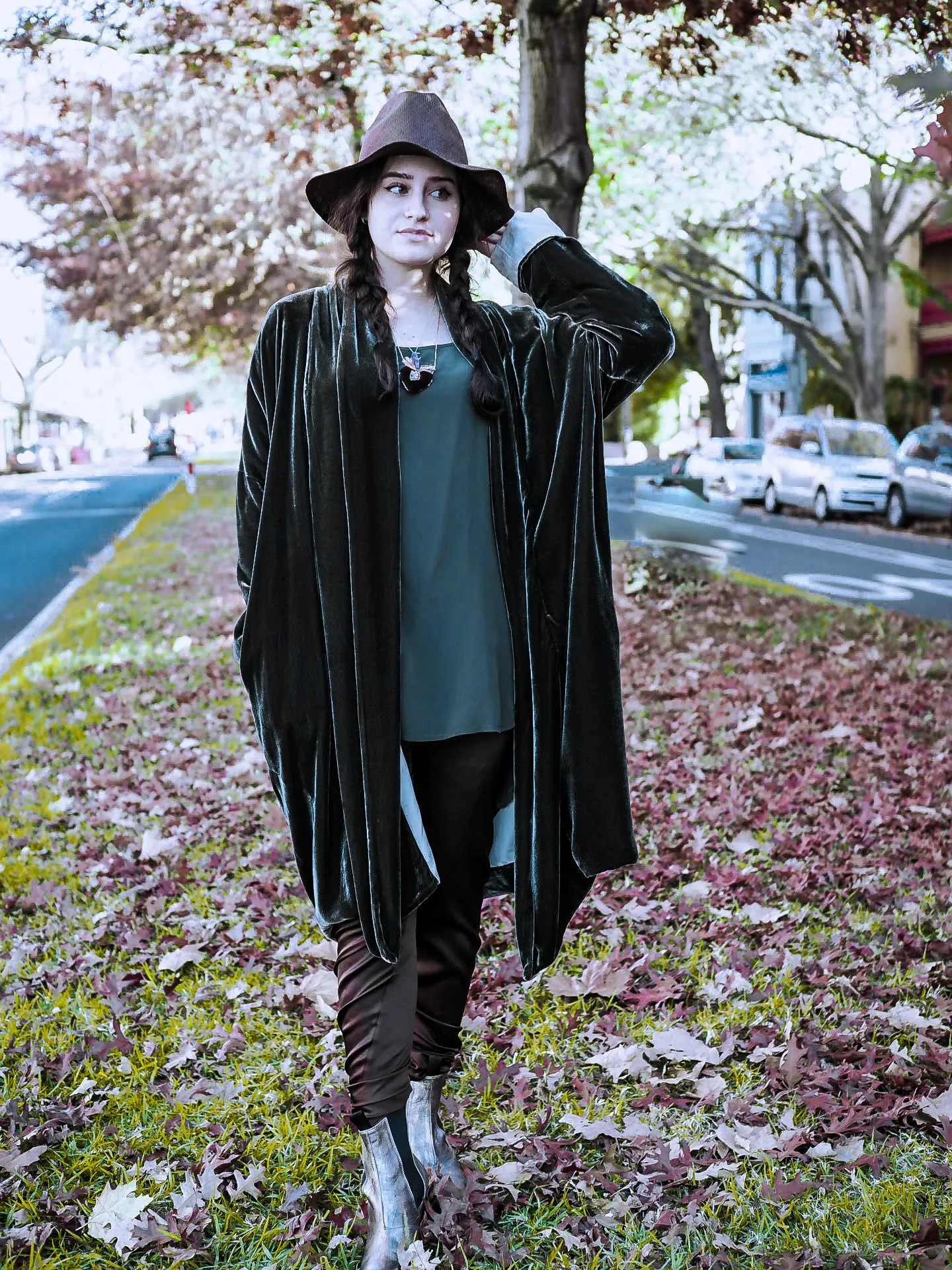 Cocoon coat (silk Velvet)- Ultra violet