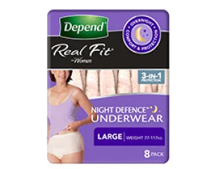 Depend® Real Fit Underwear Night Defence Female Large  (Packet 8)
