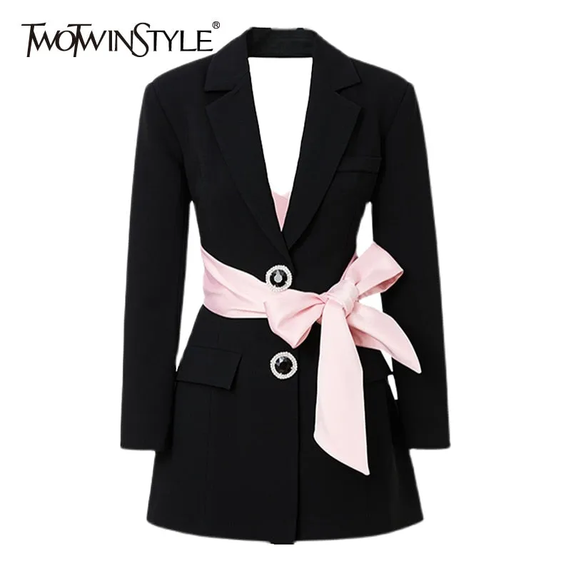 Elegant Slim Fit Casual Coat with Notched Long Sleeves from TWOTWINSTYLE ✨
