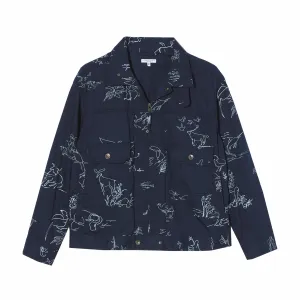 Engineered Garments Animal Print 6.5oz Trucker Jacket (Navy)