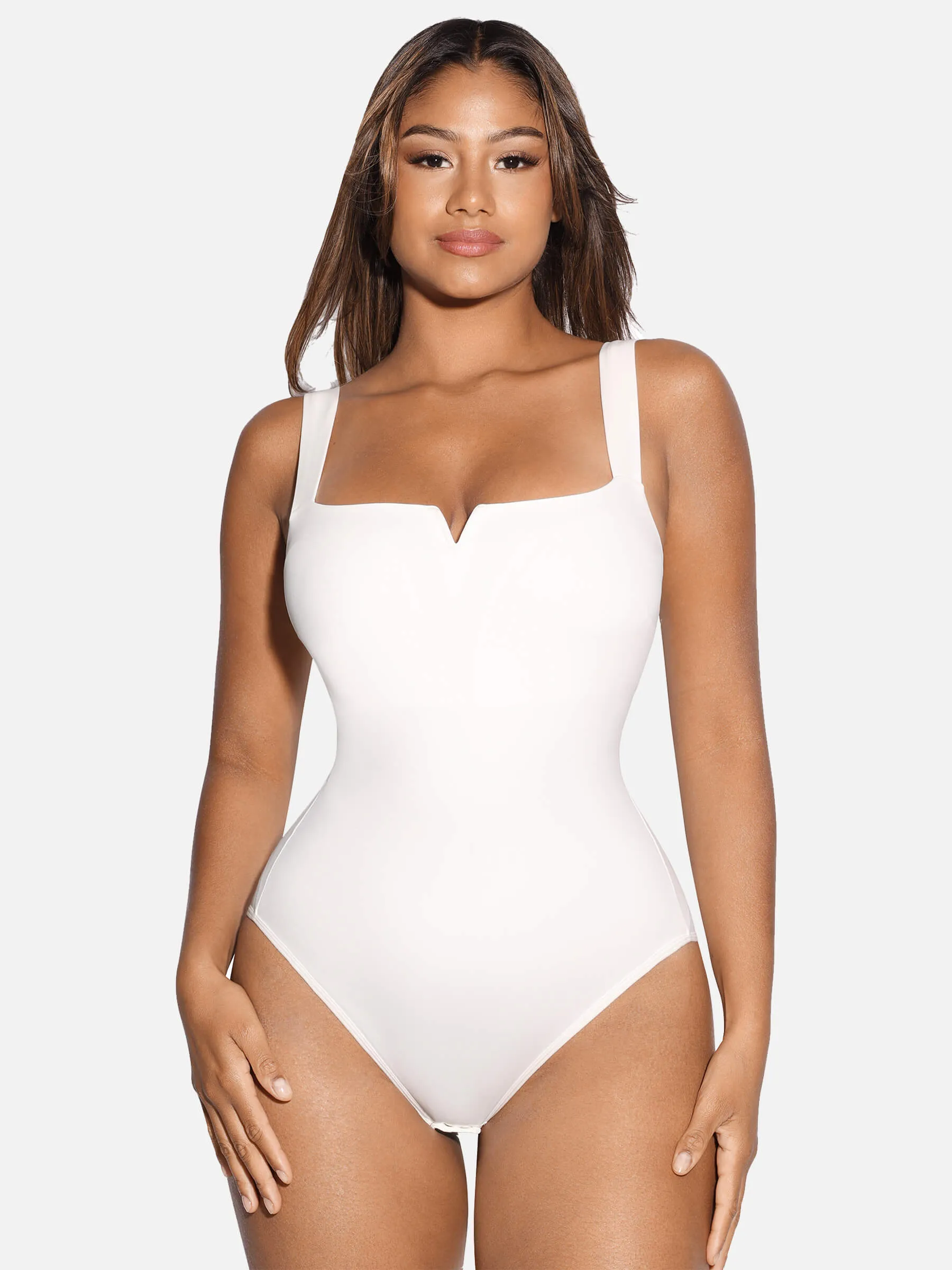 Feelingirl Square Collar Elastic Outerwear Shape Bodysuit