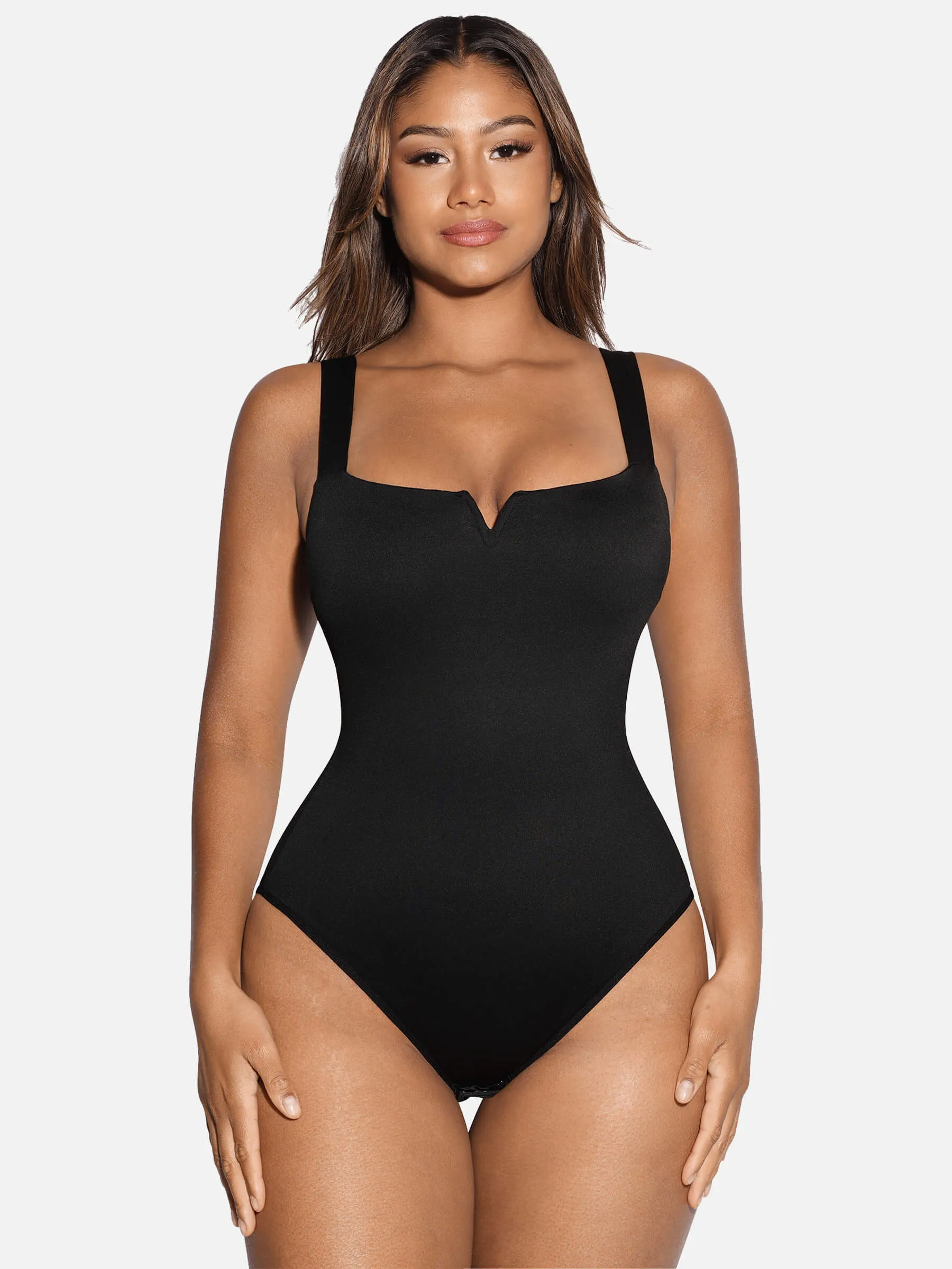 Feelingirl Square Collar Elastic Outerwear Shape Bodysuit