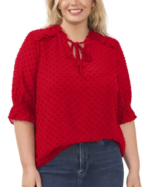 Kayla Clip Dot Chiffon Blouse | FIREBALL