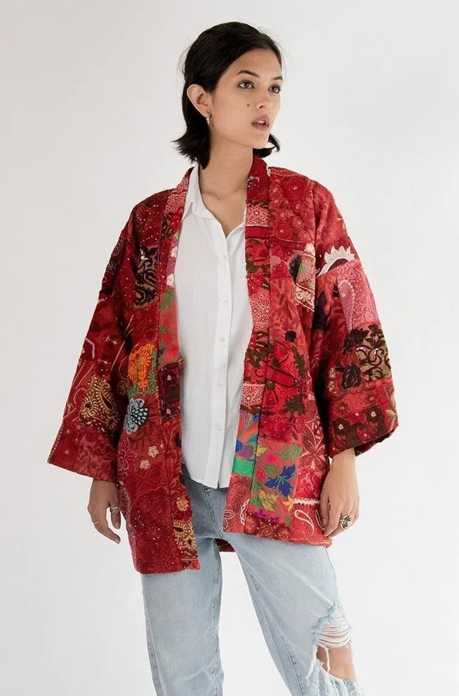 Kimono Embroidered Patchwork Yayoi