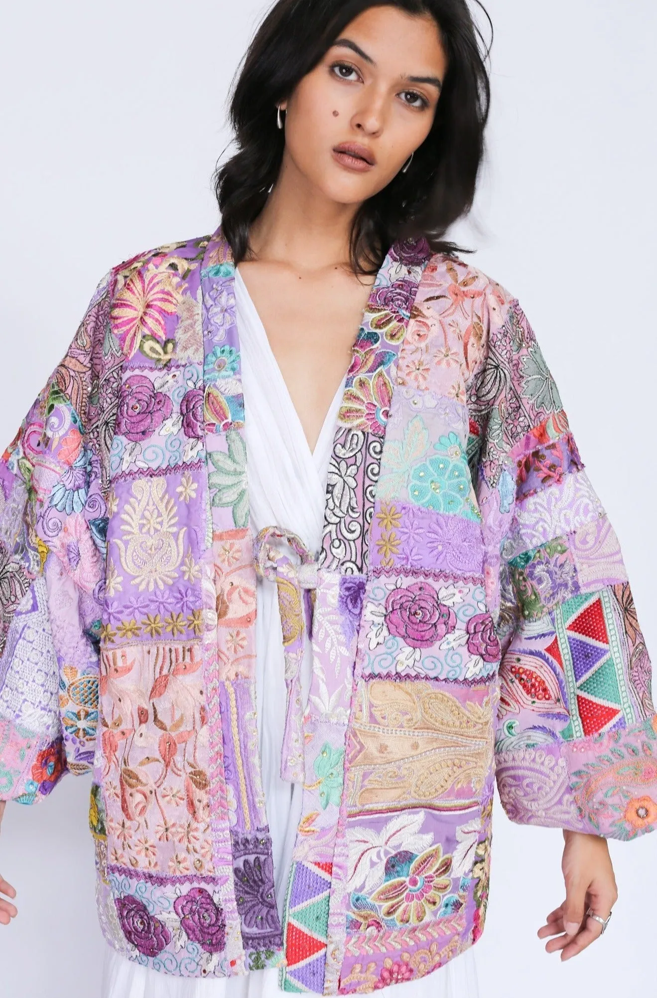 Kimono Embroidered Patchwork Yayoi