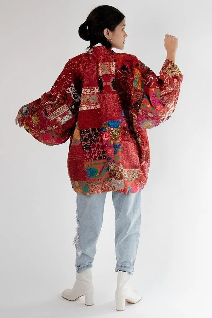 Kimono Embroidered Patchwork Yayoi