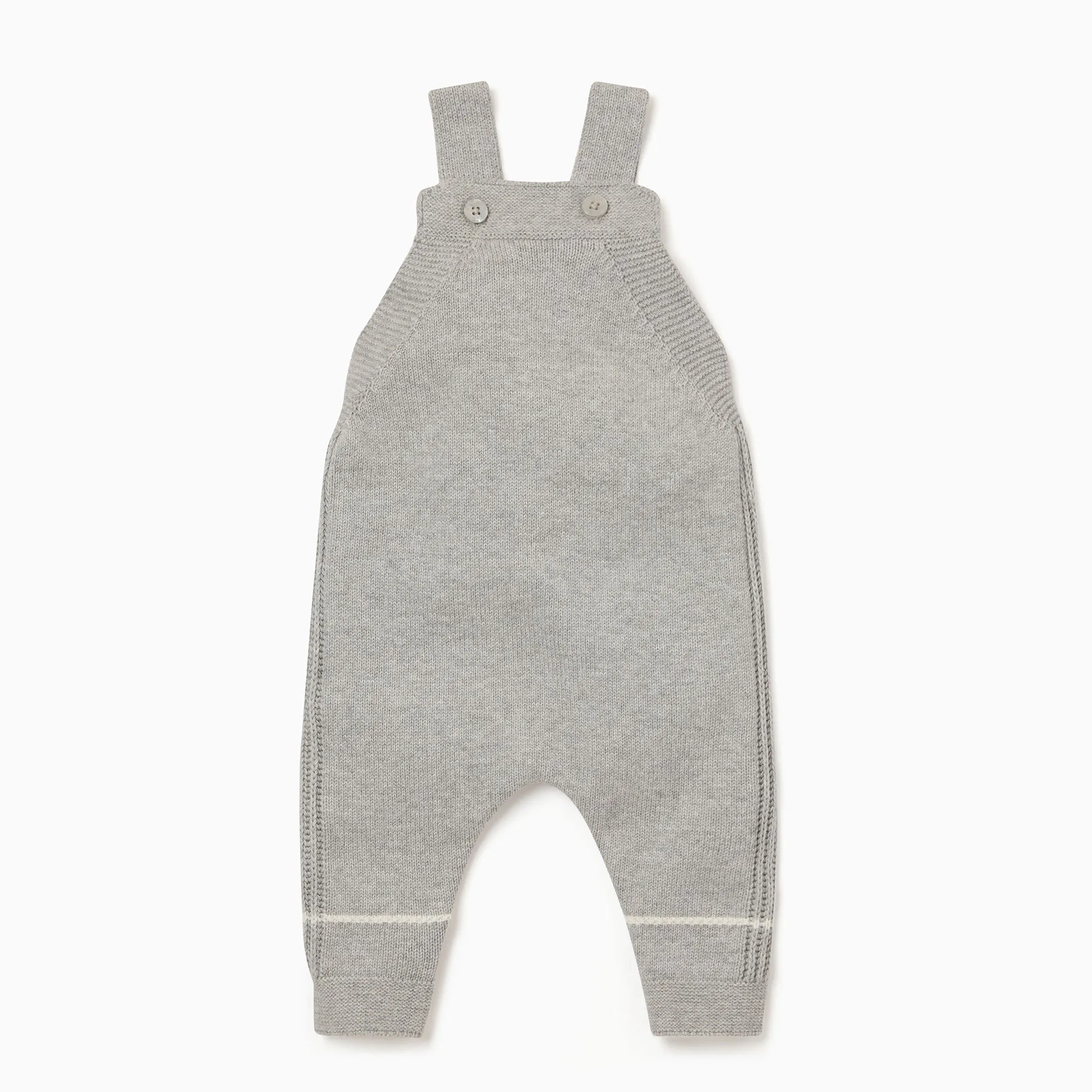 Knitted Grey Dungarees & Roll Neck Bodysuit Outfit