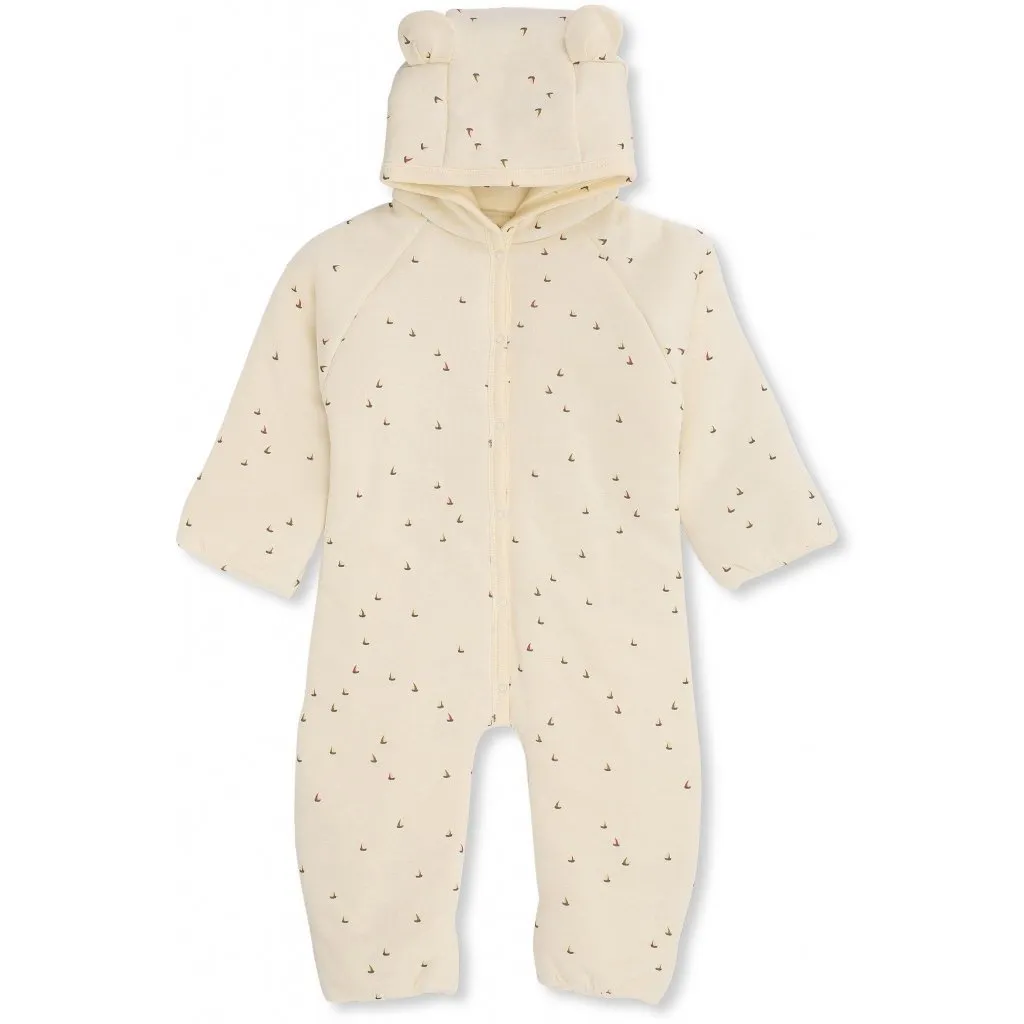 Konges Slojd New Born Onesie with Hood in Mille Marine, Off White