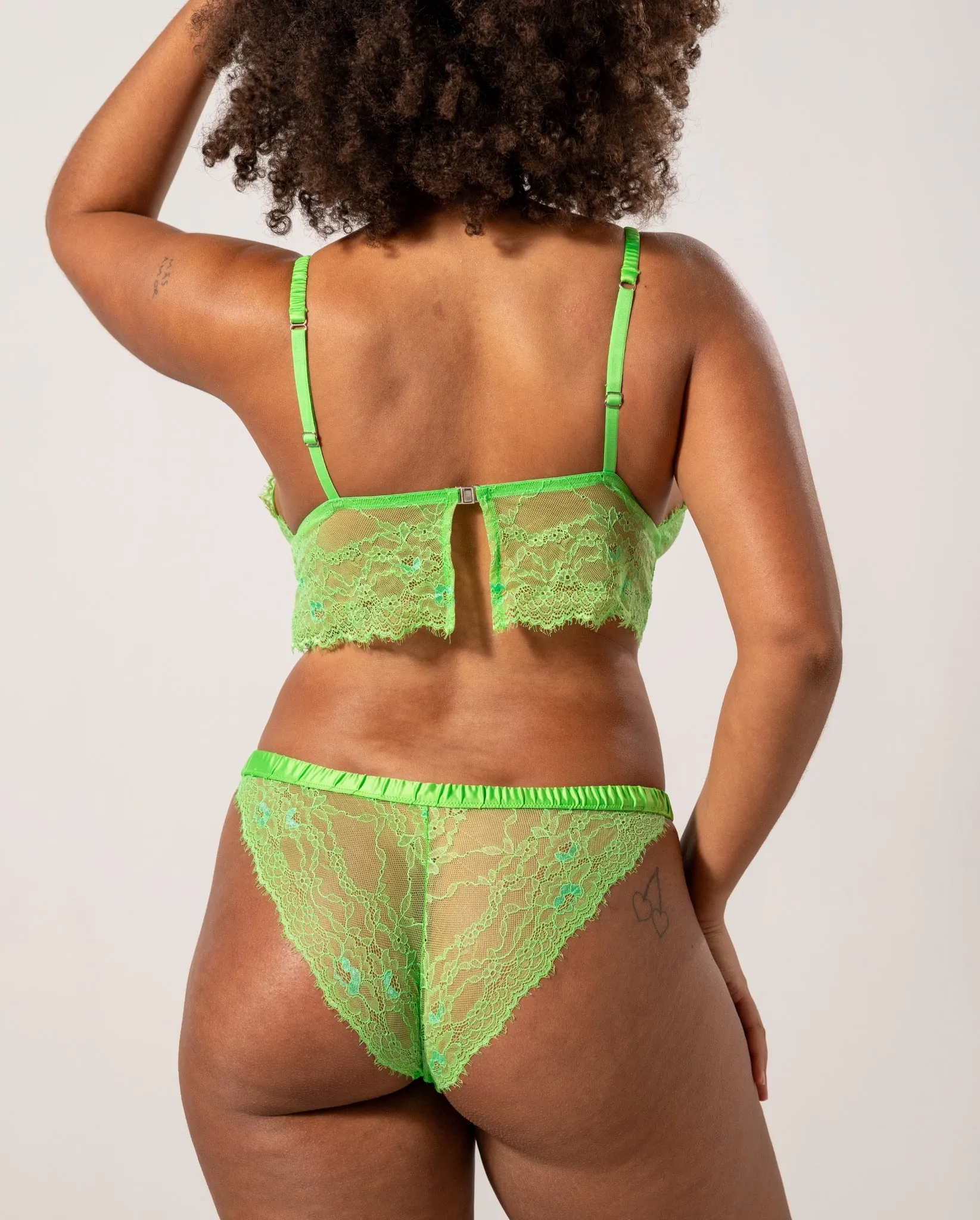 Lace Satin Bikini Tanga Mint Green