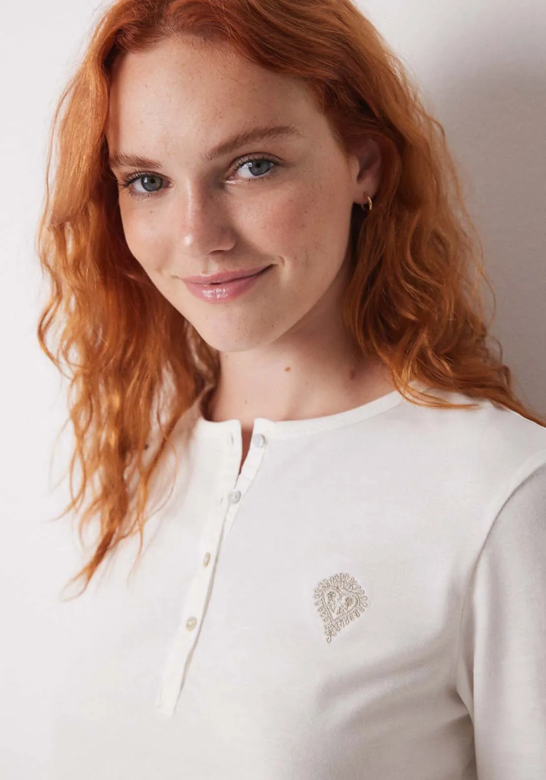 Long Sleeves T Shirt - Ivory