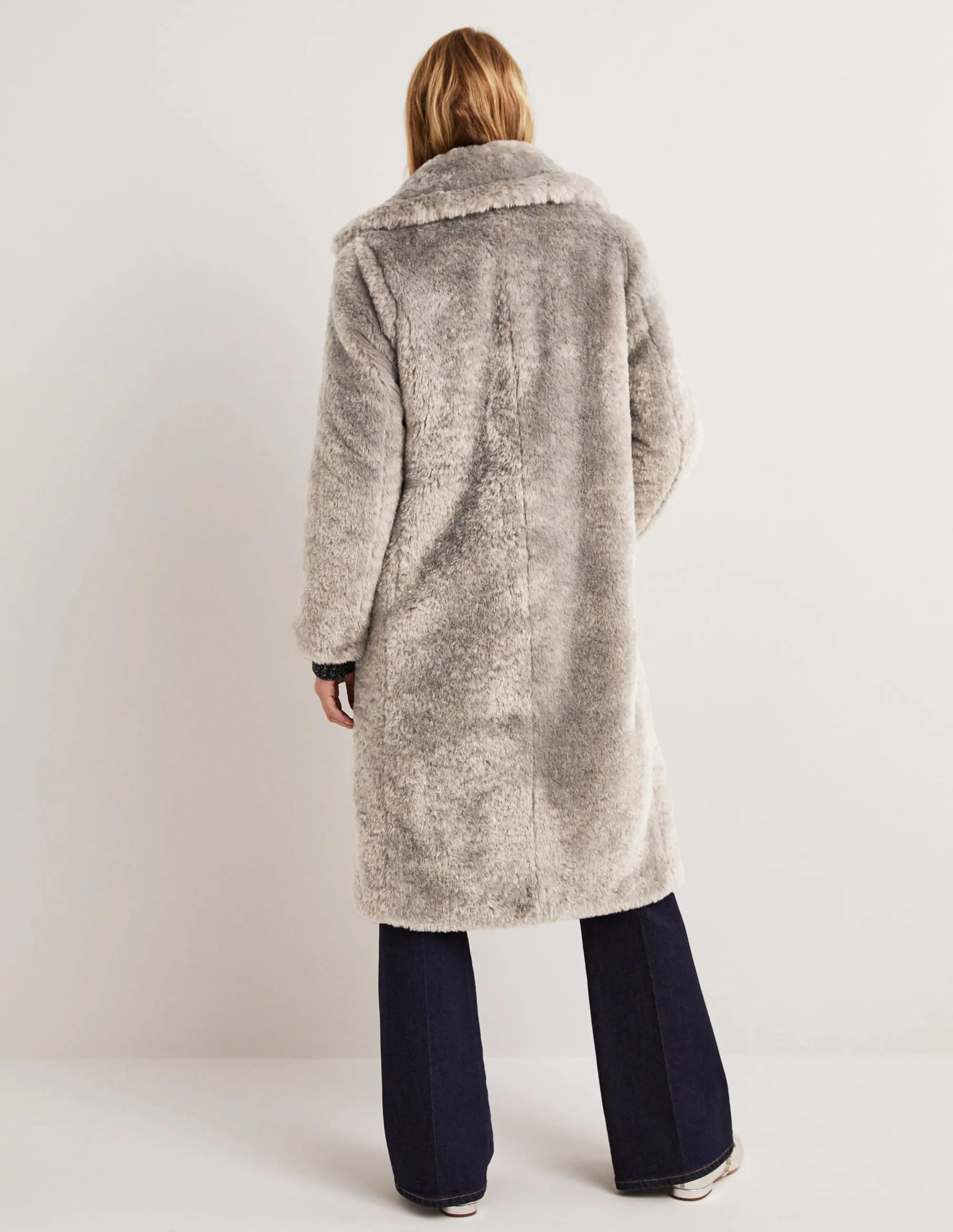 Longline Teddy Coat-Charcoal