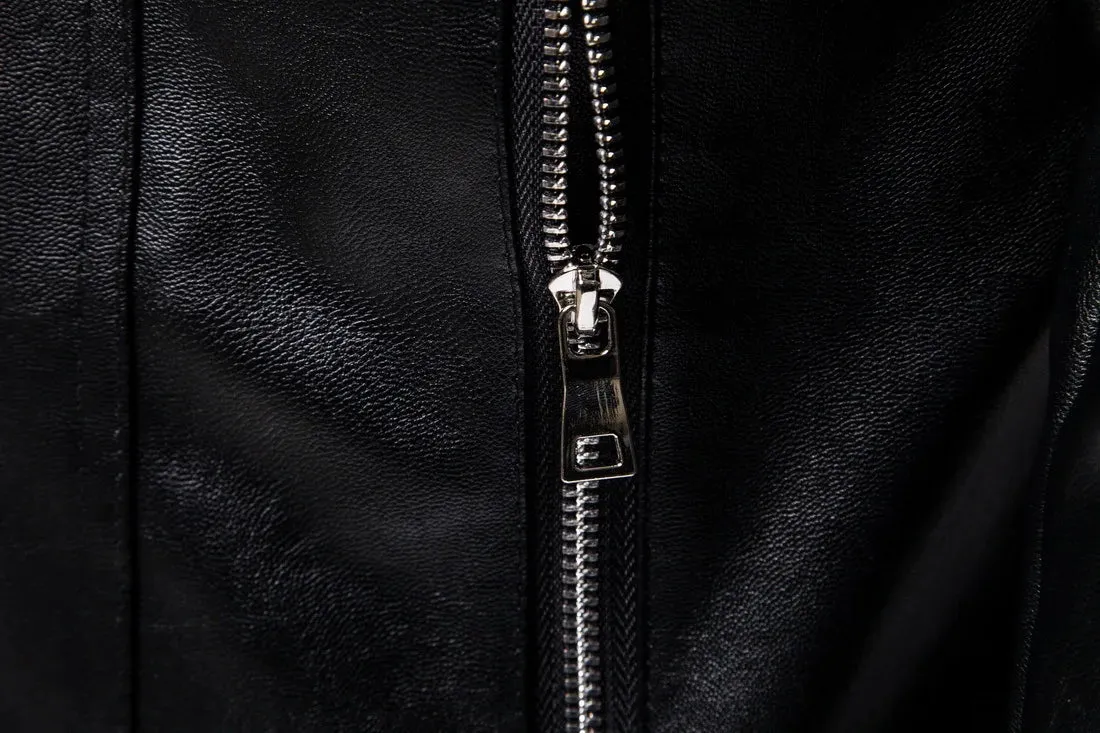 Men's Casual Hooded Slim Fur Coat Men's Slim Solid Color Leather Jacket Men Winter Zipper Patchwork Faux Leather Coats