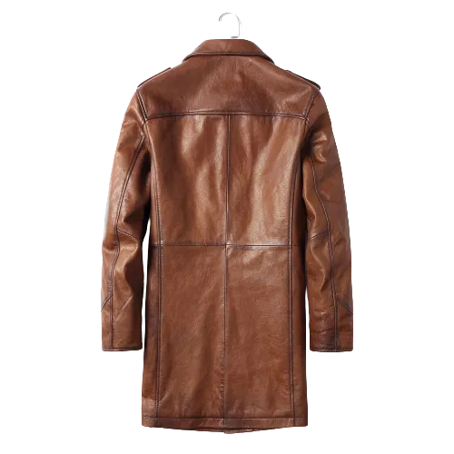 Mens Koen Front Button Genuine Lambskin Leather Coat