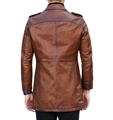 Mens Koen Front Button Genuine Lambskin Leather Coat