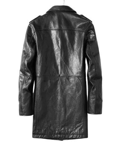 Mens Koen Front Button Genuine Lambskin Leather Coat