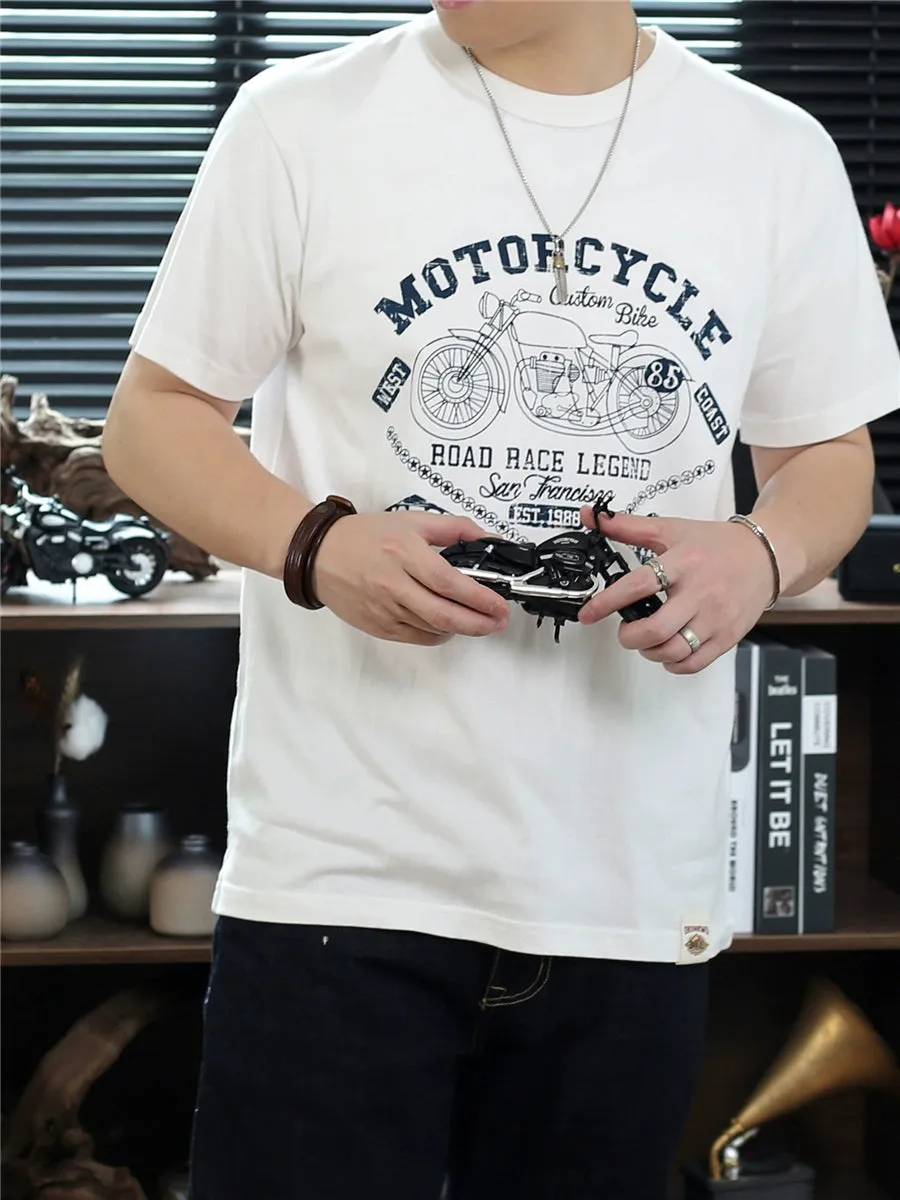 Men's Retro Motorcycle Print Short Sleeved T-shirt