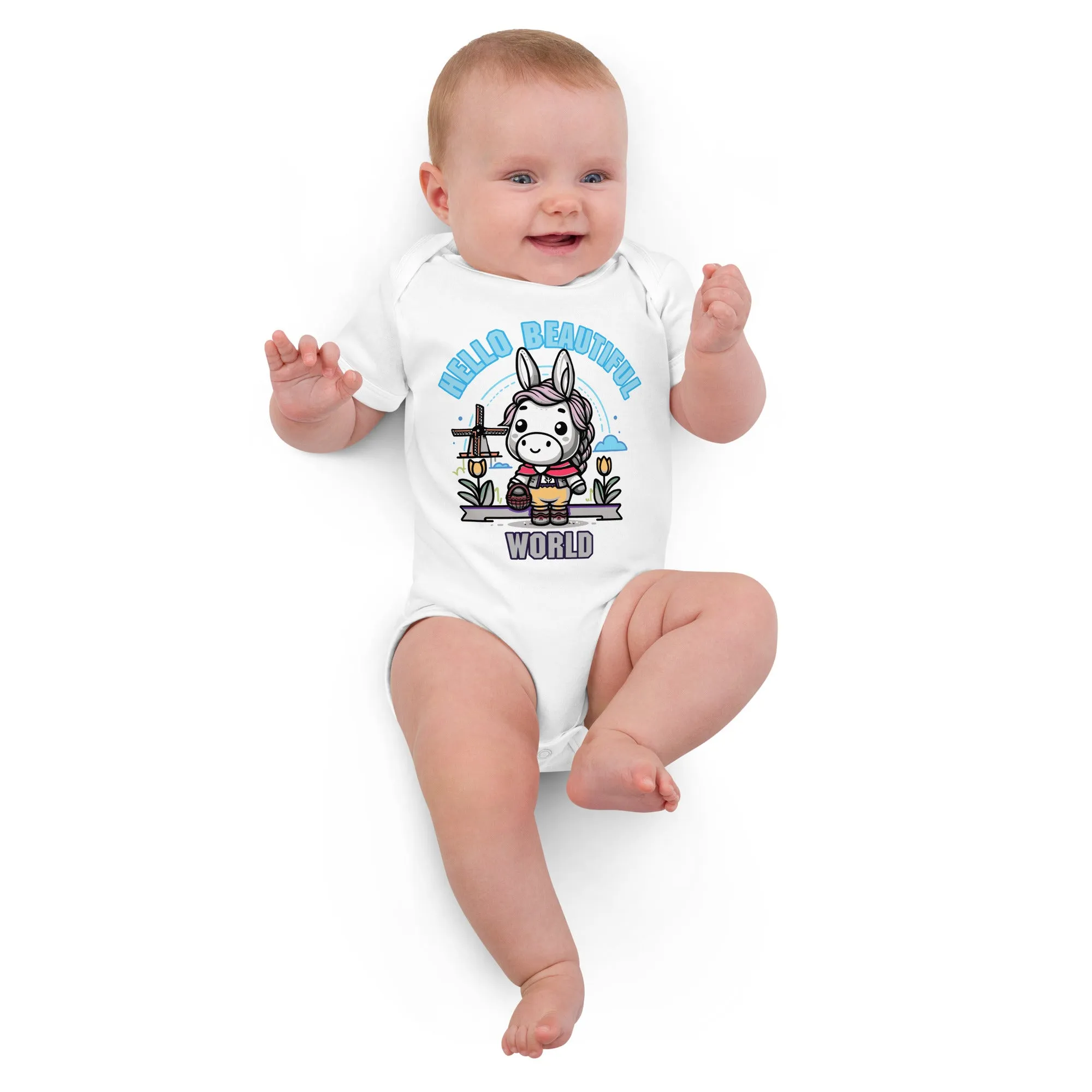 Organic Cotton Baby Bodysuit Hello Wonderful World