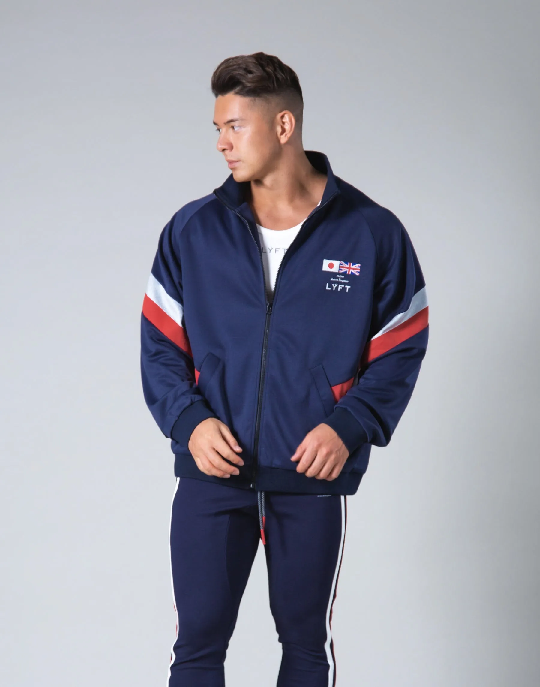 Oversize Angle Line Track Jacket - Navy