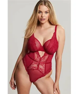 Panache Selena Underwire Plunge Bodysuit - Ruby Red