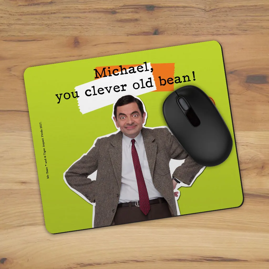 Personalised Clever Old Bean Mouse mat