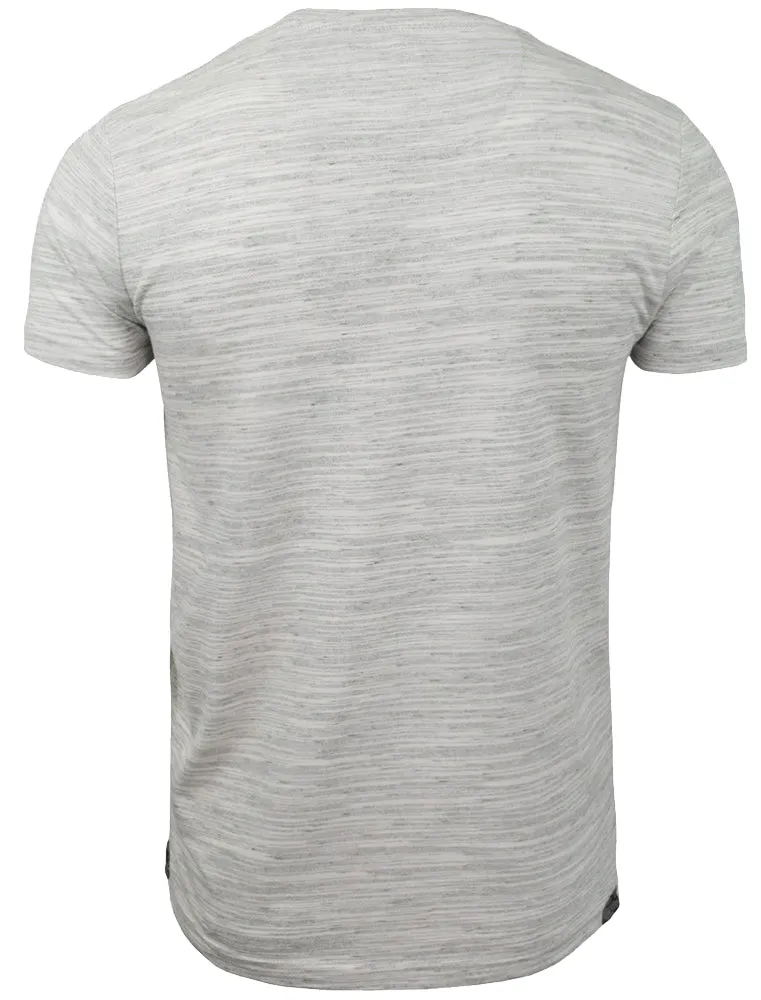 Petrak Space Dye Henley T-Shirt in Light Grey / Ivory