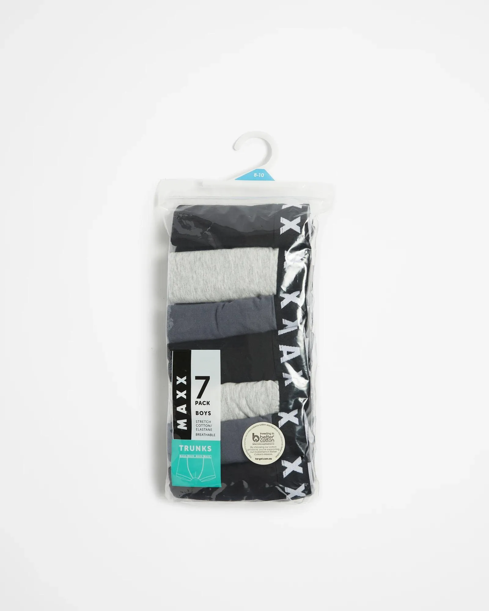 popular  Boys Trunks 7 Pack - Maxx - Black/Grey