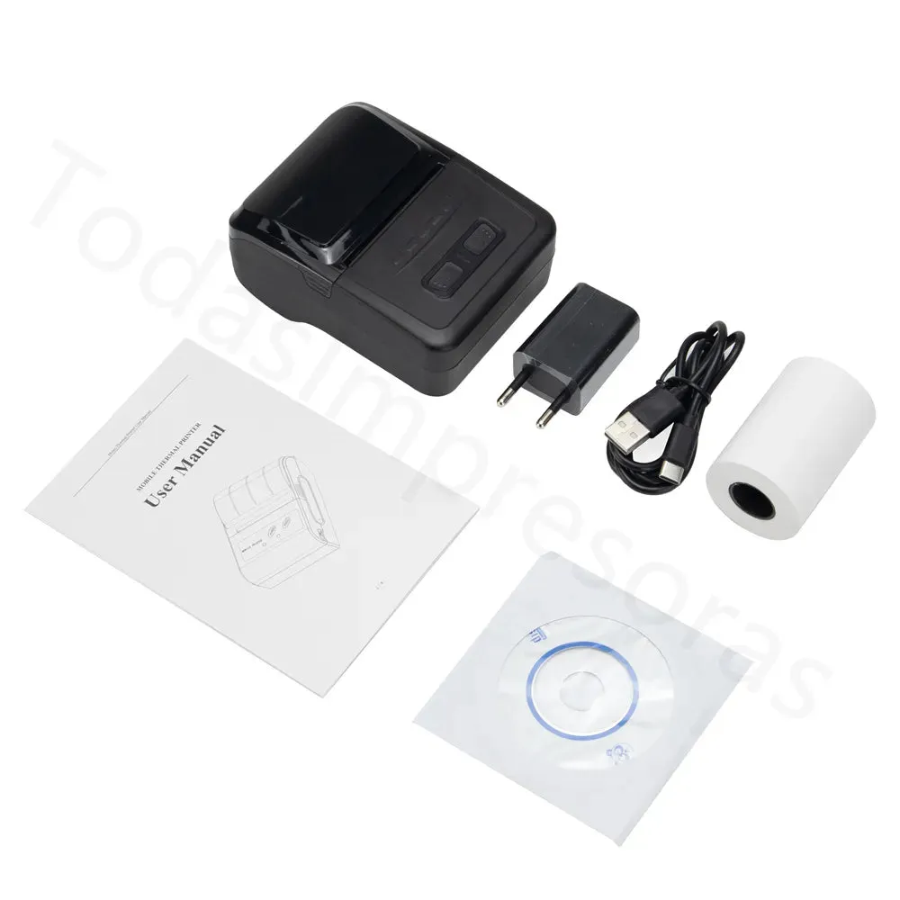 Portable Mini 58mm Wireless Thermal Receipt Ticket Printer Mobile Phone Bill Machine Bluetooth Printer Type-C Battery Recargable