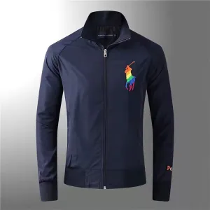 PRL Zip-Thru Multi Colour Logo Performance Jacket-Navy Blue
