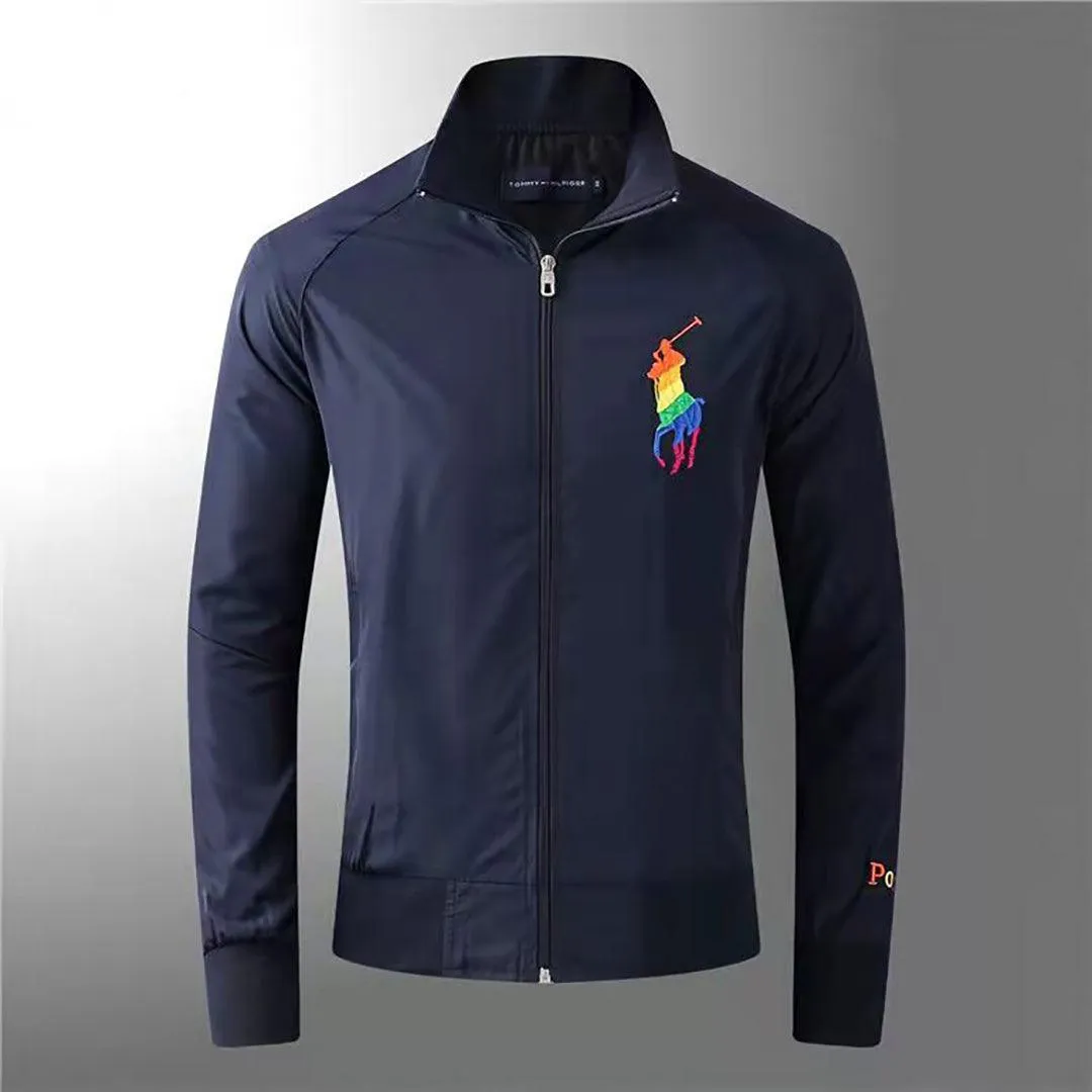 PRL Zip-Thru Multi Colour Logo Performance Jacket-Navy Blue