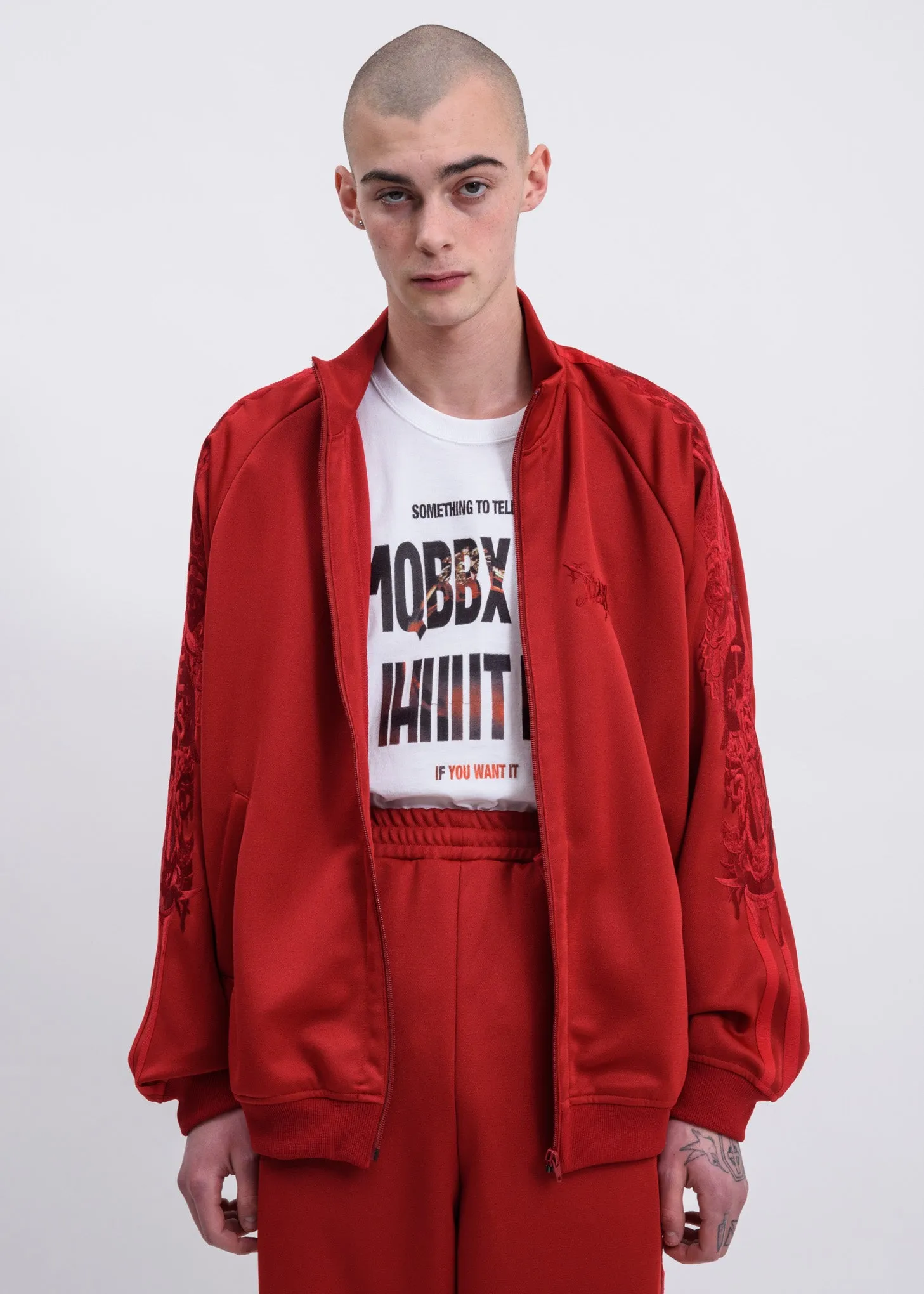 Red Chaos Embroidery Track Jacket