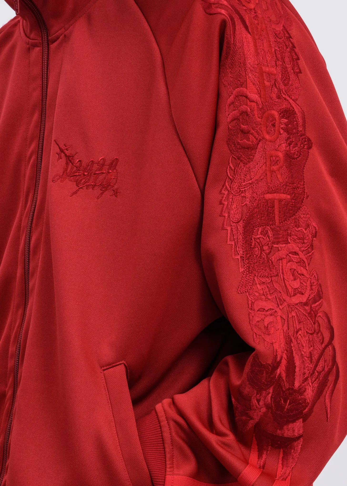 Red Chaos Embroidery Track Jacket